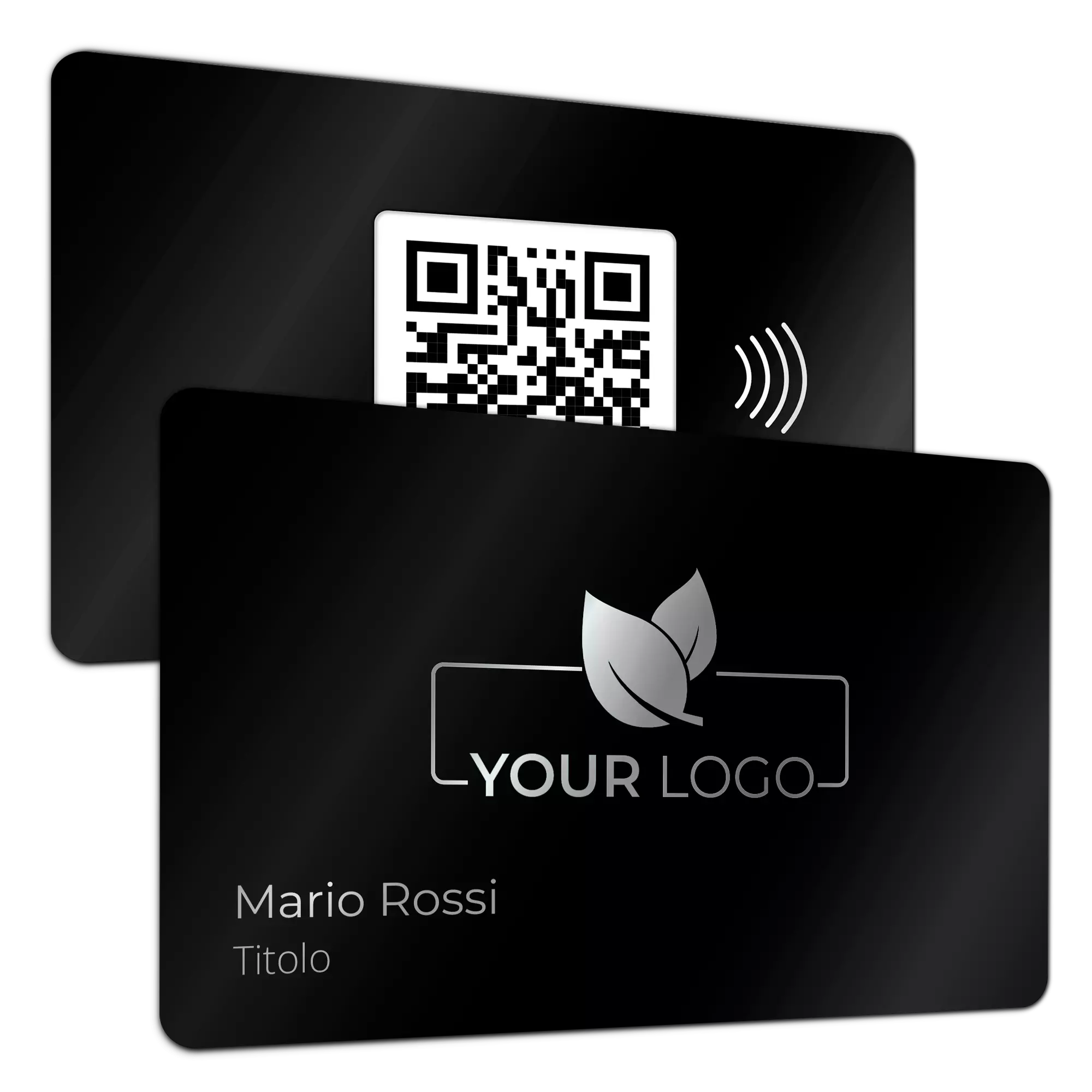 Biglietto da visita personalizzabile in metallo antracite (Laser) - Biglietto da visita digitale NFC